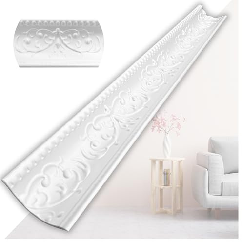 Molduras de estuco de XPS de poliestireno – listones de techo blancos de 1m – molduras para estuco de techo y decoración de pared – ligeras molduras decorativas de poliestireno suave y puro (V01-08) 8