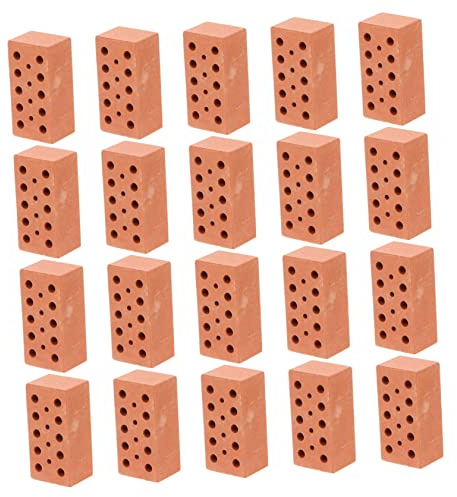 GALPADA Modèles Miniatures en Briques 20 Pièces pour Micro-Paysage DIY, Briques Simulées en Rouge Poreux, Construction De Maquettes pour Loisirs Créatifs Et Décoration