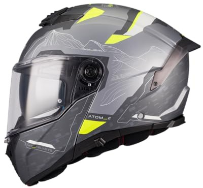 MT Helmets Atom 2 SV, Casco moto Modular Flip-Up, Visor Solar Retráctil, Interior Lavable, Preparado Intercomunicador UCS, Bloqueo frontal, Visor con posición Ventilación, Homologado ECE 22.06 & DOT