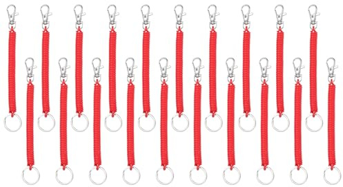PATIKIL 20 Pcs Porte-Clés Rétractable À Ressort Hélicoïdal Rouge