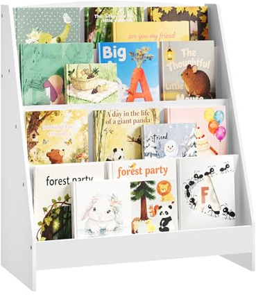 WOLTU Étagère à Livres pour Enfants, Bibliothèque Montessori à 4 Niveaux avec des Compartiments Ouverts, en MDF P2, pour Chambre d'enfant, Crèche, 61x30x70 cm, Blanc