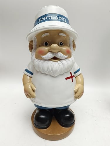 Garden Gnome Resin, England Theme, 24cm Height, Outdoor Sculpture