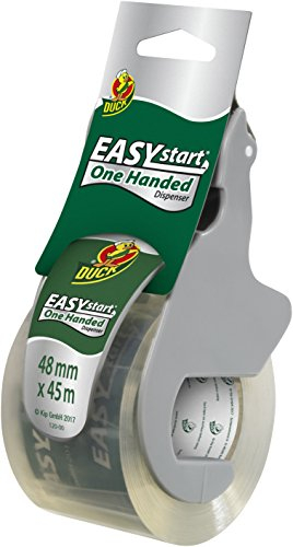 Duck Tape Easy Start Packband Transparent 48 mm x 45 m - Klebeband Transparent mit Klebebandabroller - ideal für Umzug & zum Verpacken von Kartons