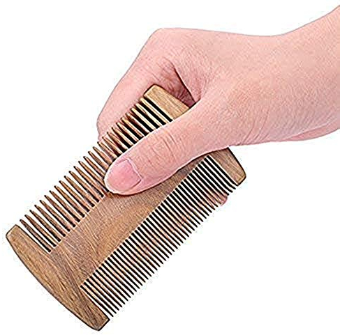 Kamm Massage Holzkamm doppelseitig Bartkamm 10cm Breite für dicke und feines Haar antistatisch natürliche Sandelholz kamm weiche unisex Haarborstenbürste Haarkamm für Damen Herren