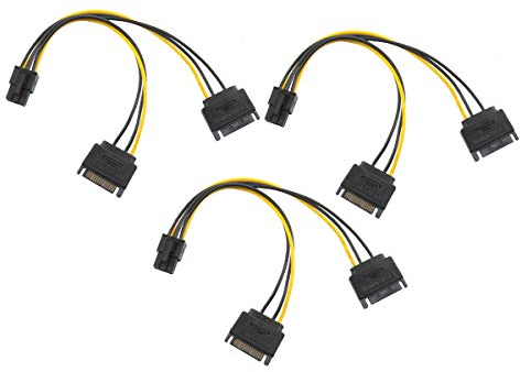 Bolongking - Cable de alimentación PCIe a SATA dual de 6 pines, 2 x SATA a PCIe de 6 pines, 10 cm (paquete de 2)