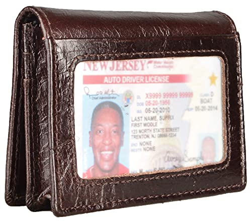 Easyoulife RFID Genuine Leather Bifold ID/Business Credit Card Case Holder for Men Slim Front Pocket Wallet Button(coffee)