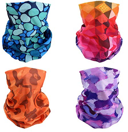 SMEHCF 4 Bandeau Bandana Cagoule Demi Masque Bouclier Tête Écharpe Cheveux Cache-Cou Chapeau Polyvalent Pour Femmes Hommes Respirant Réutilisable Lavable Camo Goutte =Pluie Bleu Arc-En-Ciel Jaune