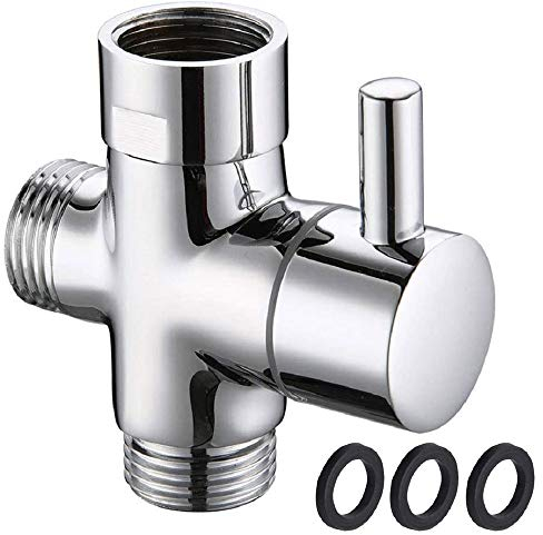 PERFETSELL 3 Wege Umschaltventil Dusche 20mm G 1/2 Absperrventil Ventil Umschalter Umstellerventil Messing Brause Adapter Chrom Poliert Duschsystem Ersatzteil für Toiletten, Badezimmer, Küche