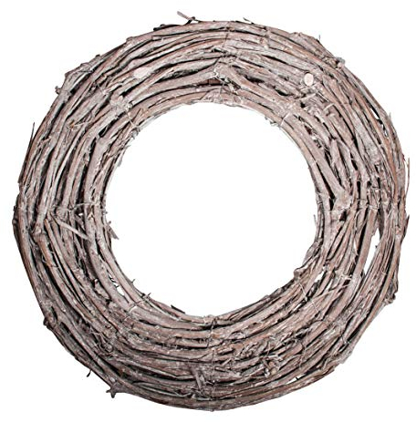 Rayher 65272505 Couronne de vignes balayé blanc, 40cm ø, nature, 10x3cm, plat