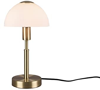 meineWunschleuchte Tischleuchte Messing mit Glasschirm Weiß, touch dimmbar, Höhe 33cm