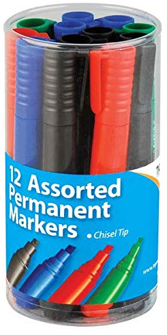 Ksp partners ltd e-commerce Permanent Marker Pen Chisel Thick Office stationery BLACK BLUE RED GREEN (Green, 4)