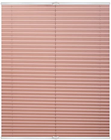 Lichtblick Plissee Klemmfix, ohne Bohren, verspannt, lichtdurchlässig, Blickdicht, mit eleganter Crushed Optik, Klemmträger mit Metallkomponente Altrosa, 40 cm x 130 cm (B x L)