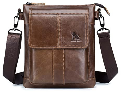 Business Herren-Umhängetasche Lässige Mode Leder Crossbody Tasche Multi-Tasche Tragbare Reisetasche Kleiner Rucksack