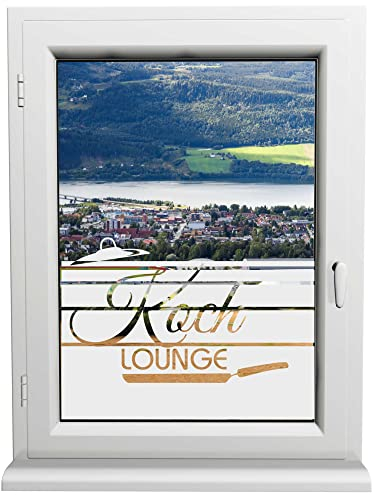 INDIGOS UG - Glasdekorfolie - Koch Lounge - Sonnenschutz H50Line - Sichtschutzfolie - Fensterfolie - für die Küche, Bad ans Fenster, Sichtschutz - selbstklebend - matt