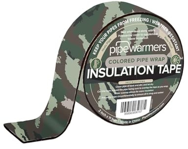 The Original Colored Pipe Insulation Tape by Pipe Warmers-Indoor/Outdoor Use,Weather Resistant,Water Proof Insulation Tape,Keep Pipes Dry and Warm,Prevent Frozen Pipes.Self-Adhering (Camo Green)