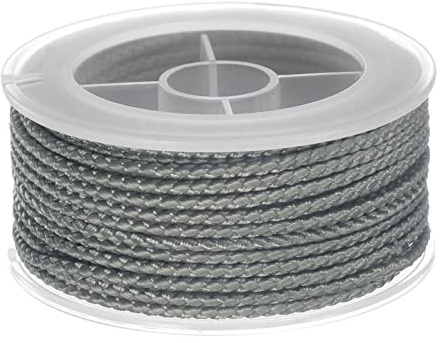 sourcing map Hilo de Nylon, Cuerda de Abalorios de Cordel, Cordón Trenzado Extrafuerte 2mm para Pulseras Joyería Fabricación Bricolaje Artesanías 11M/36 Pies, Gris