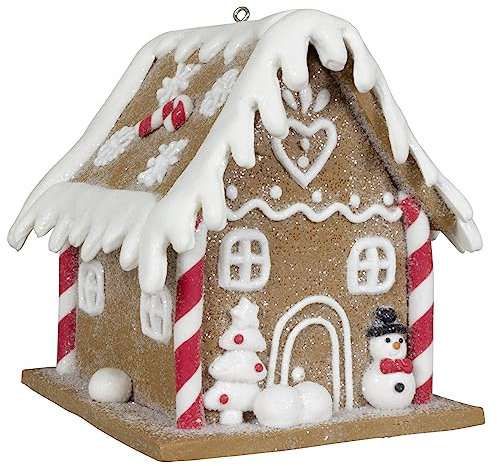 Christmas Paradise Weihnachtliches Deko Lebkuchenhaus Pfefferkuchenhaus 11cm braun-weiß