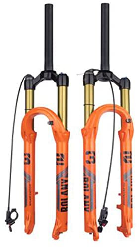 ZECHAO Mountainbike Fahrradgabel 100mm Reise 27,5/29in,Air Mountain Bike Federgabeln 28,6mm Gewindelose Lenker 9mm Achse Schnellspanner Fahrrad Federgabel (Color : Orange-Remote Lock, Size : 29inch