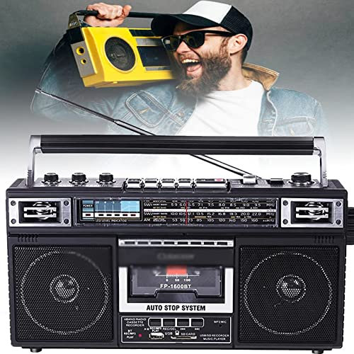 NVYAZJ Retro Bluetooth Boombox, Built-In Stereo Speaker with Cassette Player Headphone Jack Usb/Msd Slot Am/Fm Radio Dual Speakers Full-Range Bass & Mic