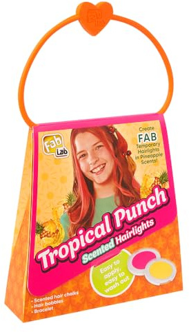 FabLab Tropical Punch Hairlights | Washable Fruit Scented Hair Chalk | Create Stylish DIY Temporary Hairlights | For Ages 8+
