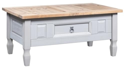 Accent Tables Couchtisch, mexikanische Kiefer, Corona-Serie, grau, 100 x 55 x 45 cm