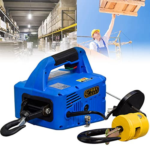 CYMYYDS 3-in-1 Elektrische Seilwinde, 5M/min Flaschenzug Hebezug Seilhebezug Elektrischer Kettenzug, Deckenseilwinde Aus Legiertem Stahldraht, Mit 8M Langem Kabel,Blue500kg