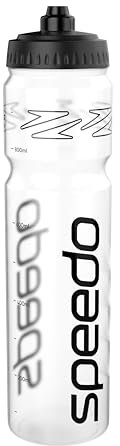 Speedo Bouteille d'eau de 1 litre | Design ergonomique, transparent/noir, taille unique