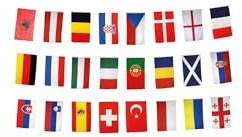 EM Flaggenkette Fußball 2024-30 x 45 cm, 13,80 m lang + gratis Aufkleber, Flaggenfritze®