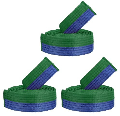PATIKIL Taekwondo Farbiger Ranggürtel, 3er Pack 1,6 x5Ft 1,6M Polyester Kampfsport Judo Karate Gürtel für Trainer Unterricht Praxis, Grün und Blau