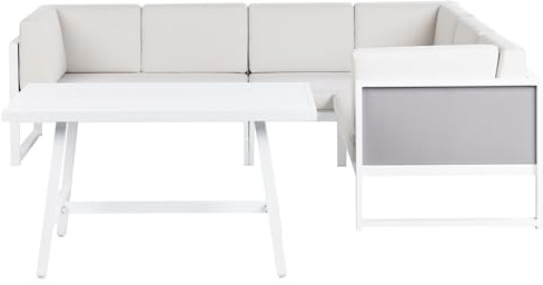 Beliani Lounge Set Aluminium weiß Garten Ecksofa Tisch Kissen cremeweiß Castella/Fratte