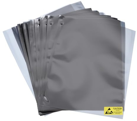 sourcing map 50Pcs Anti Static Bags ESD Shielding Bag Flat Open Top Anti Static Bag for Electronic Devices 6.3x8 Inch(160x200mm)