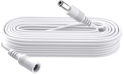 Security-01 DC 12 V Strom-Verlängerungskabel für CCTV Überwachungskamera DVR Standalone, DC Verlängerungskabel 5,5 mm x 2,1 mm, 3 m, weiß