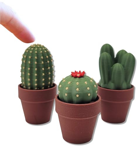 3D Printed Mini Plant Fidget, Clicky Cacti Fidget Toy with Mechanical Switches – 3D Printed Pocket-Sized Mini Plant for Stress Relief, Focus, and Fun – Perfect Desk Accessory or Gift for Cactus Lovers