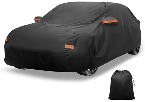 X AUTOHAUX Car Cover Outdoor Waterproof Sun Rain Snow Hail Protection with Left Side Zipper Aluminum Film for Volvo S90 EST Sedan