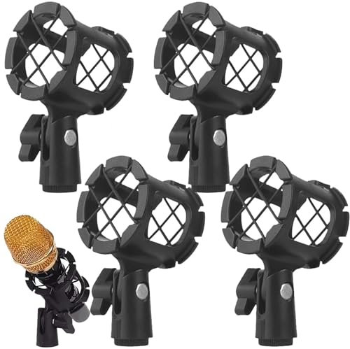 4 Pièces Microphone Support Universel Adaptateur Suspension Antichoc Shock Mount Support Amortisseur - Réglable Anti Vibration Haute Isolation microphone Mount Clip De Support