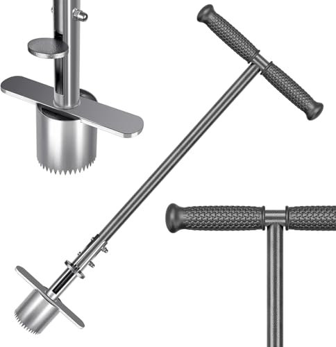 Zwiebelpflanzer, Blumenzwiebel-Pflanzwerkzeug, Blumenzwiebel-Pflanzgefäß mit Langem Griff, Langstiel Zwiebelpflanzer mit 2 Pedalen, Garten-Werkzeug Zum Graben, Erdeproben, Umpflanzen, Blumenpflanzen