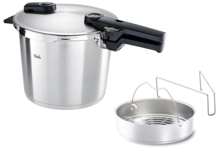 Fissler Vitaquick Autocuiseur (6 L, Diamètre 22 cm), avec Insert, en Acier Inoxydable, 2 Niveaux de Cuisson, Fabriqué en Allemagne, Induction