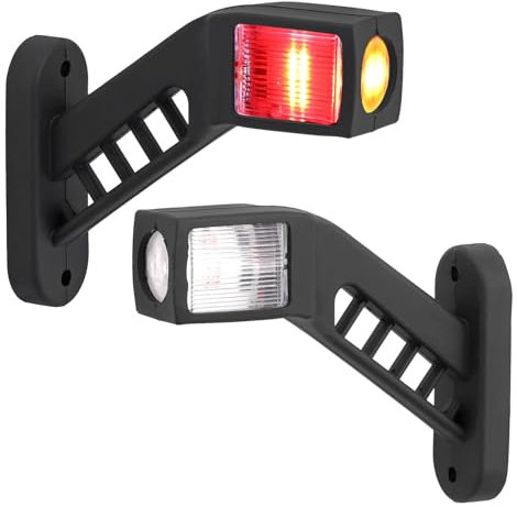 Justech 2pcs LED Side Marker Lights 12-30V Waterproof 74mm Trailer Side Marker Lamp Warning Light White Red Amber for Truck Trailer Lorry RV Caravan (140mm)