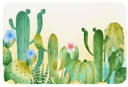 BYwenhopnbs Tapis de Bain antidérapant et Super Absorbant en Terre de diatomées, Motif Cactus figuier de Barbarie, 40 x 60 cm