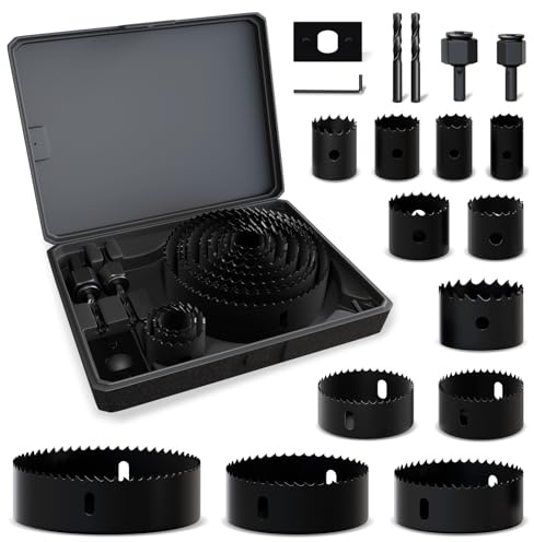 XZH 18 PCS Hole Saw Set, 19mm-102mm High Carbon Steel Hole Saws - Ideal for Soft Wood, PVC & Plastic Drilling Professional & DIY Use