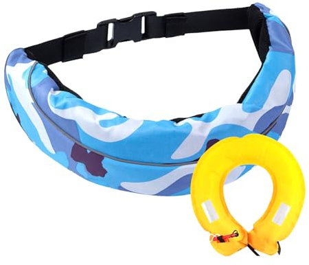 Cinturón de rescate de natación inflable | Cinturón de cintura inflable manual, accesorio de seguridad reutilizable para kayak, canotaje, surf, paddleboarding, vela y natación