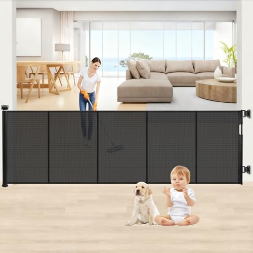 Treppenschutzgitter Ausziehbar für Babys, ausziehbar bis zu 300 cm breites Netz, Treppenschutzgitter Ausziehbar, einziehbare Haustiergitter für Treppen, Türen, Flure, drinnen und draußen