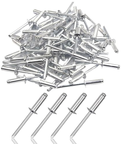 Aluminium Blindnieten mit großem Flansch 150 Stück Blindnieten 4,8 x 16 mm Popnieten Popnieten Kuppelkopf Aluminium Silber Blindnieten Set Nieten Set für Kraftfahrzeuge, Möbel, Maschinen und Geräte