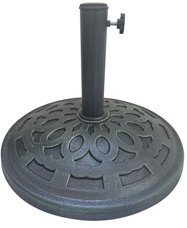 Relaxdays Support de Parasol Vintage, mât 34–48 mm, Ø 49 cm, Noir/Vert, 33 x 49 x 49 cm