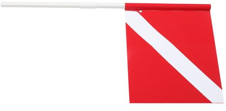 BESTonZON Drapeau de Sécurité de Plongée Rouge, Signal Visible pour Bateau et Bouée Flottante, Mât Amovible, Plongée sous-Marine
