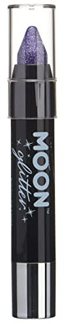 Bâton de peinture scintillante holographique/maquillage pour le visage et le corps par Moon Glitter - 3.5g - Violet