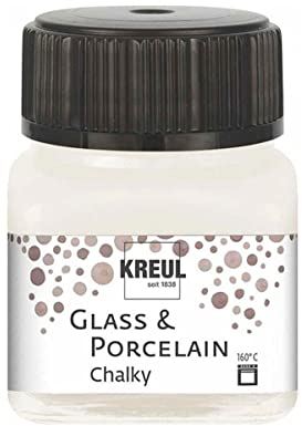 KREUL 16631 - Glass & Porcelain Chalky White Cotton, 20 ml Glas, sanft - matte Glas- und Porzellanmalfarbe auf Wasserbasis, schnelltrocknend, deckend