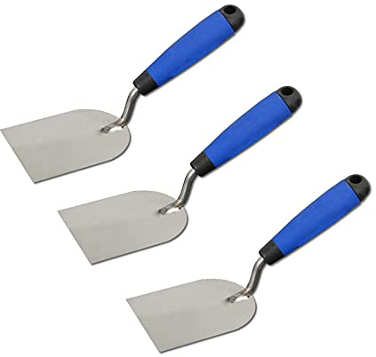 DEWEPRO 3er Set Gipserspachtel 80 mm – Profi Stuckateurspachtel Mit Edelstahlblatt, Vollverschweißter Stütze Und Softgriff – Rostfreie Spachtelkelle Für Verputz-, Stuck- Und Ausbesserungsarbeiten