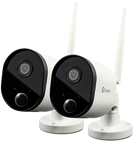 Swann Wi-Fi Outdoor HD Security Camera with True Detect Heat-Sensing, Night Vision and Audio Capture, Works with Alexa and Google Assistant - Pack of 2