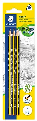 STAEDTLER Bleistift Noris (hohe Bruchfestigkeit, ergonomische Dreikantform, rutschfeste Soft-Oberfläche, Wopex-Material, Härtegrad HB, Köcherpackung, 183-HBBK3)